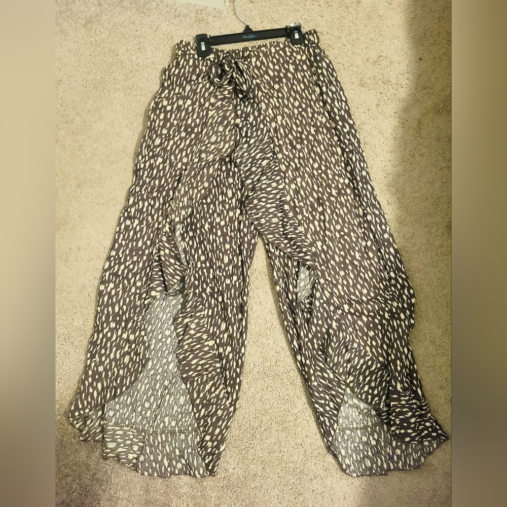 SaltyLemon Women's Brown Patterned Wide Leg Pants - Picture 2 of 5